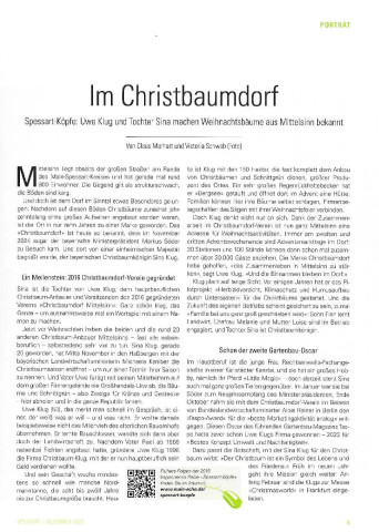 Artikel über Christbaum Klug und das Christbaumdorf Mittelsinn Zeitungsartikel über das Christbaumdorf Mittelsinn und die Weihnachtsbaumzucht der Familie Klug
