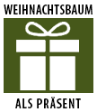 Geschenkpaket mit Schleife und Text „Weihnachtsbaum als Präsent“
