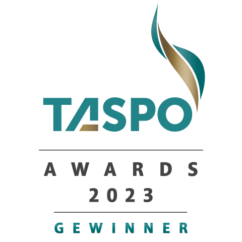 Taspo Award 2023 – Gewinner in Umwelt & Nachhaltigkeit Logo des Taspo Awards mit Schriftzug „Awards 2023 Gewinner“